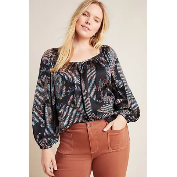 Anthropologie Tops - Anthropologie Maeve Madeira Burnout Satin Top
1X